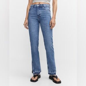 Mango High Rise Straight Jeans with Slits